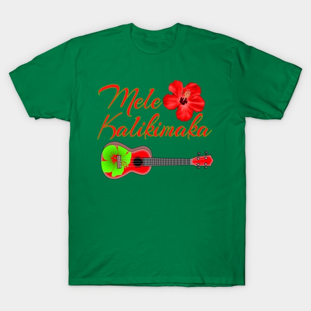 Mele Kalikimaka Ukulele T-Shirt by macdonaldcreativestudios